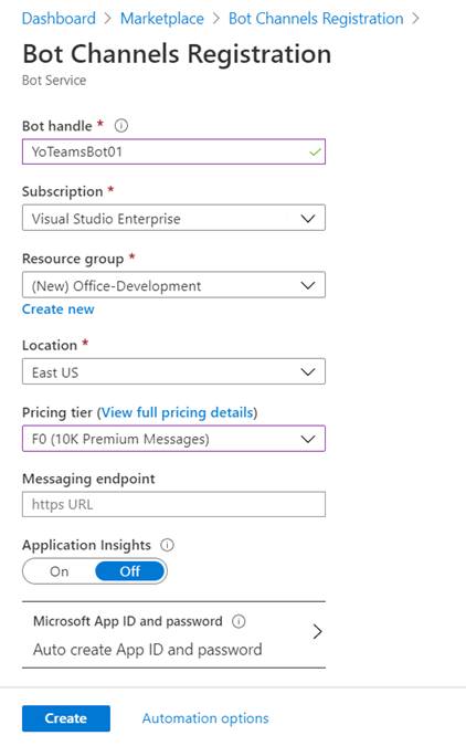 Implementing Teams Bot With Yo Team